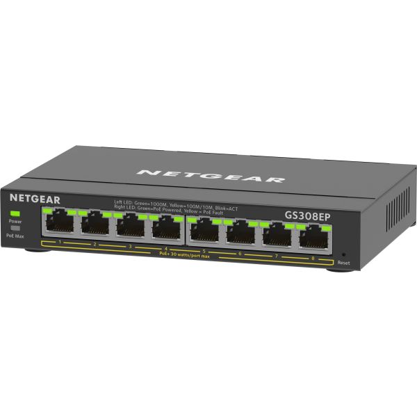 NETGEAR 8-Port Gigabit Ethernet PoE+ Plus Switch (GS308EP) (GS308EP-100PES)