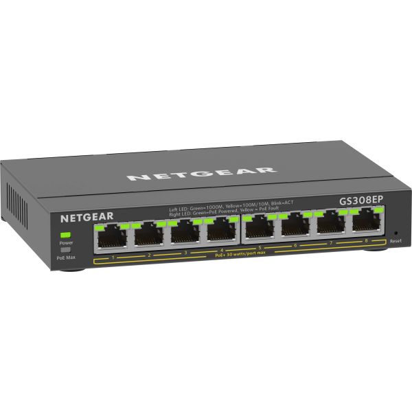 NETGEAR 8-Port Gigabit Ethernet PoE+ Plus Switch (GS308EP) (GS308EP-100PES)