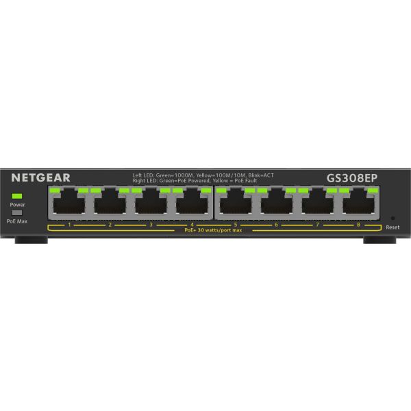 NETGEAR 8-Port Gigabit Ethernet PoE+ Plus Switch (GS308EP) (GS308EP-100PES)