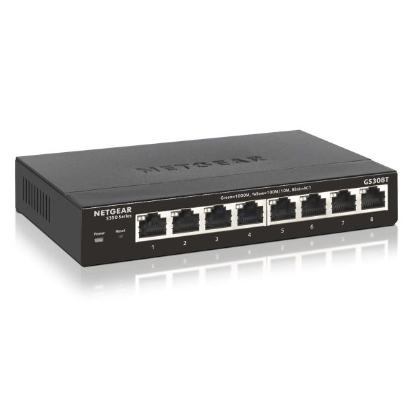 NETGEAR GS308T Managed L2 Gigabit Ethernet (10/100/1000) Zwart (GS308T-100PES)