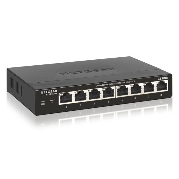 NETGEAR GS308T Managed L2 Gigabit Ethernet (10/100/1000) Zwart (GS308T-100PES)
