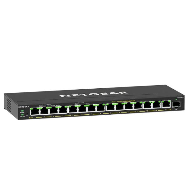 NETGEAR GS316EP Managed Gigabit Ethernet (10/100/1000) Power over Ethernet (PoE) Zwart (GS316EP-100PES) NETGEAR GS316EP Managed Gigabit Ethernet (10/100/1000) Power over Ethernet (PoE) Zwart (GS316EP-100PES)