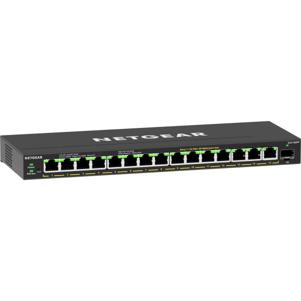 NETGEAR 16-Port High-Power PoE+ Gigabit Ethernet Plus Switch (231W) with 1 SFP port (GS316EPP) (GS316EPP-100PES)