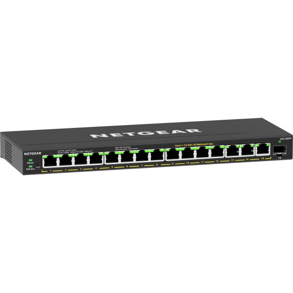 NETGEAR 16-Port High-Power PoE+ Gigabit Ethernet Plus Switch (231W) with 1 SFP port (GS316EPP) (GS316EPP-100PES)