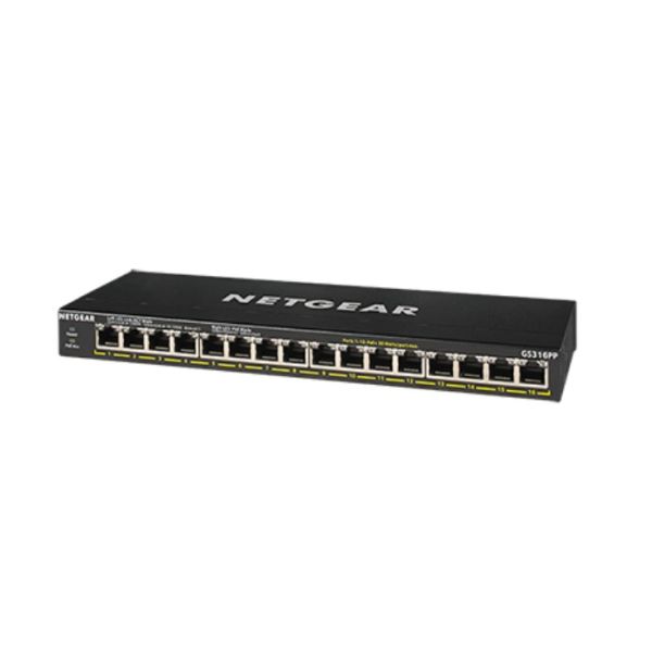 NETGEAR GS316PP Unmanaged Gigabit Ethernet (10/100/1000) Power over Ethernet (PoE) Zwart (GS316PP-100EUS)