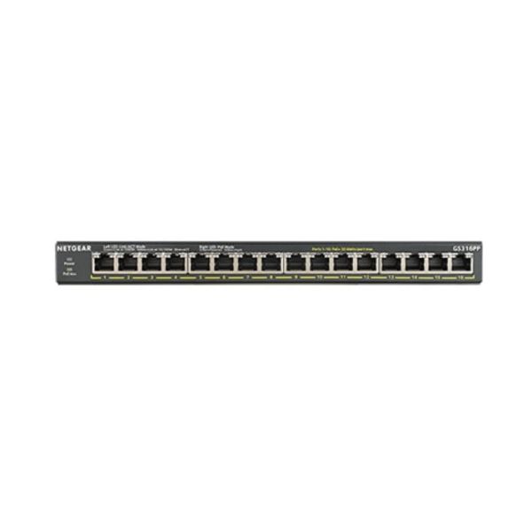 NETGEAR GS316PP Unmanaged Gigabit Ethernet (10/100/1000) Power over Ethernet (PoE) Zwart (GS316PP-100EUS)