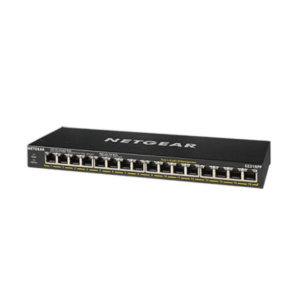 NETGEAR GS316PP Unmanaged Gigabit Ethernet (10/100/1000) Power over Ethernet (PoE) Zwart (GS316PP-100EUS)