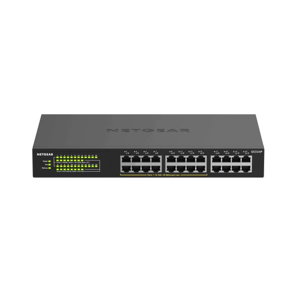 NETGEAR GS324P Unmanaged Gigabit Ethernet (10/100/1000) Power over Ethernet (PoE) 1U Zwart (GS324P-100EUS)