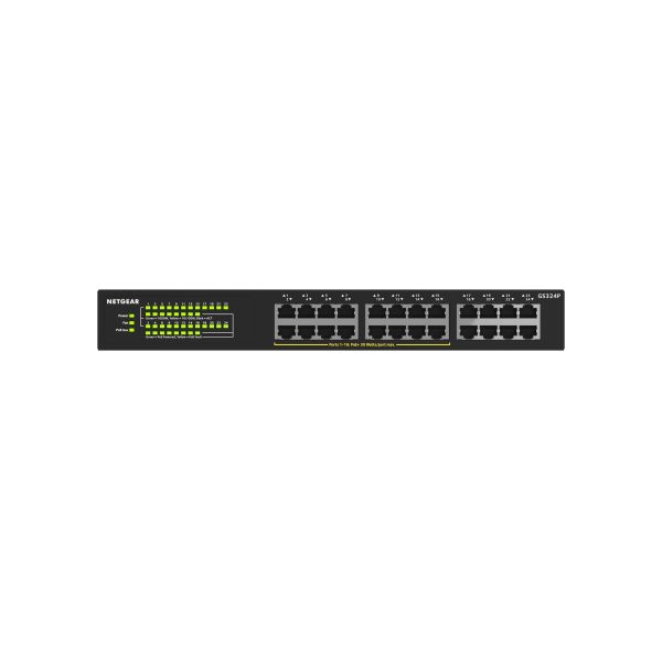 NETGEAR GS324P Unmanaged Gigabit Ethernet (10/100/1000) Power over Ethernet (PoE) 1U Zwart (GS324P-100EUS)