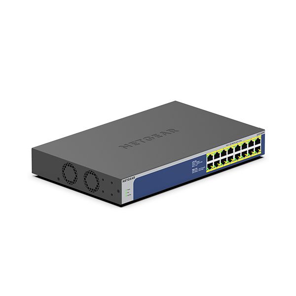 NETGEAR GS516PP Unmanaged Gigabit Ethernet (10/100/1000) Power over Ethernet (PoE) Blauw, Grijs (GS516PP-100EUS)