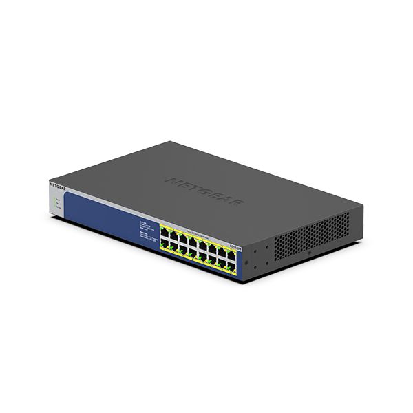 NETGEAR GS516PP Unmanaged Gigabit Ethernet (10/100/1000) Power over Ethernet (PoE) Blauw, Grijs (GS516PP-100EUS)