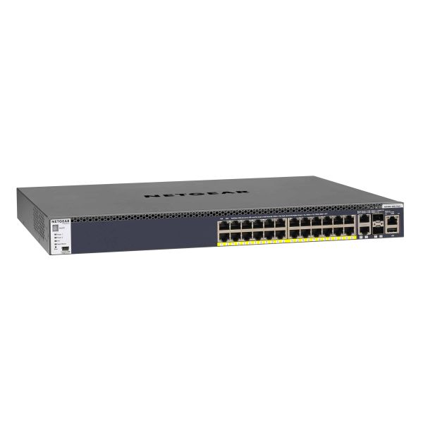 NETGEAR ProSAFE Managed Switch - GSM4328PA - Stackable platform met 24 PoE+ poorten + 2 x SFP+ en 2 x 10GBASE-T poorten (550W PSU) (GSM4328PA-100NES)