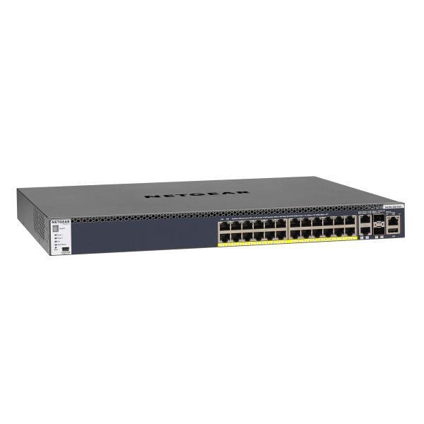 NETGEAR ProSAFE Managed Switch - GSM4328PA - Stackable platform met 24 PoE+ poorten + 2 x SFP+ en 2 x 10GBASE-T poorten (550W PSU) (GSM4328PA-100NES)