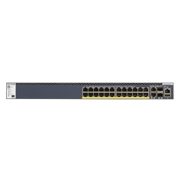 NETGEAR ProSAFE Managed Switch - GSM4328PA - Stackable platform met 24 PoE+ poorten + 2 x SFP+ en 2 x 10GBASE-T poorten (550W PSU) (GSM4328PA-100NES)