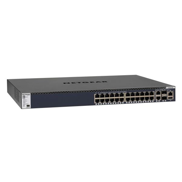NETGEAR ProSAFE Managed Switch - GSM4328S - 24 Gigabit Ethernet poorten 10/100/1000 Mbps + 2 x SFP+ & 2 x 10GBASE-T poorten (GSM4328S-100NES)