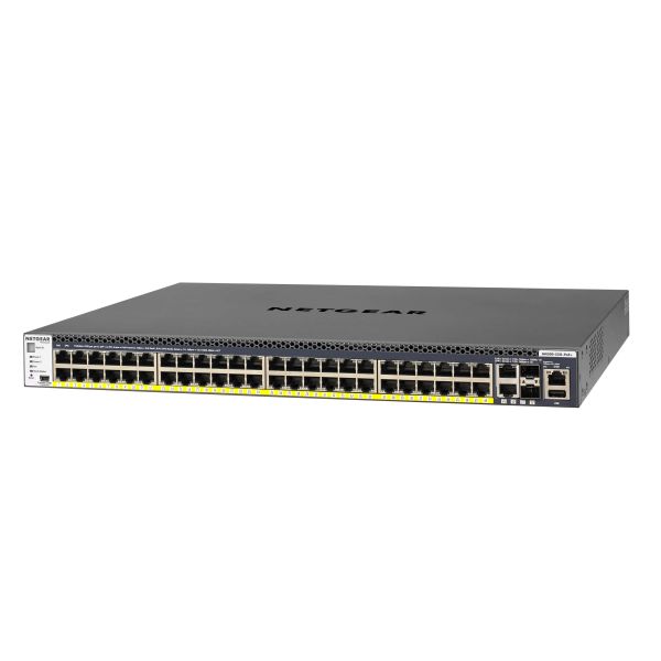NETGEAR ProSAFE Managed Switch - GSM4352PA - Stackable platform met 48 PoE+ poorten + 2 x SFP+ en 2 x 10GBASE-T poorten (550W PSU) (GSM4352PA-100NES)