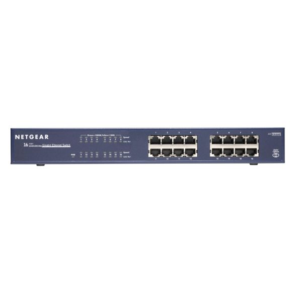 NETGEAR ProSAFE Unmanaged Switch - JGS516 - 16 Gigabit Ethernet poorten 10/100/1000 Mbps (JGS516-200EUS) NETGEAR ProSAFE Unmanaged Switch - JGS516 - 16 Gigabit Ethernet poorten 10/100/1000 Mbps (JGS516-200EUS)