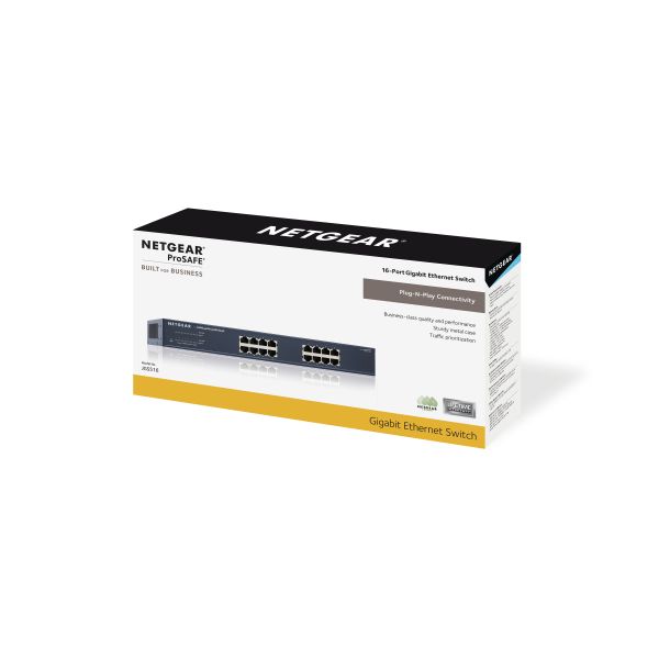 NETGEAR ProSAFE Unmanaged Switch - JGS516 - 16 Gigabit Ethernet poorten 10/100/1000 Mbps (JGS516-200EUS)