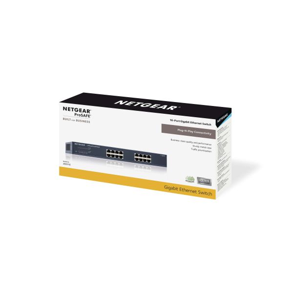 NETGEAR ProSAFE Unmanaged Switch - JGS516 - 16 Gigabit Ethernet poorten 10/100/1000 Mbps (JGS516-200EUS)
