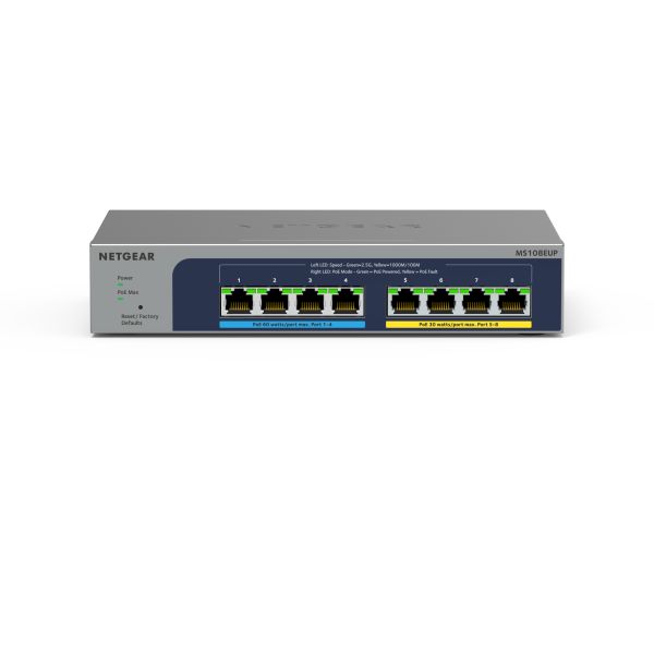 NETGEAR 8-port Ultra60 PoE++ Multi-Gigabit (2.5G) Ethernet Plus Switch (MS108EUP-100EUS)