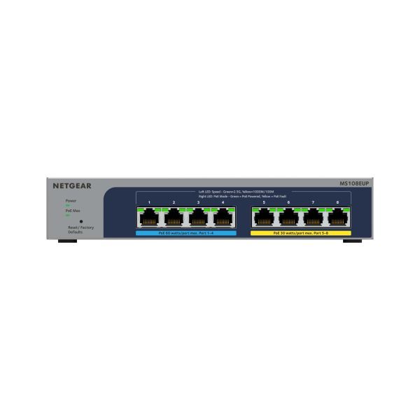 NETGEAR 8-port Ultra60 PoE++ Multi-Gigabit (2.5G) Ethernet Plus Switch (MS108EUP-100EUS)