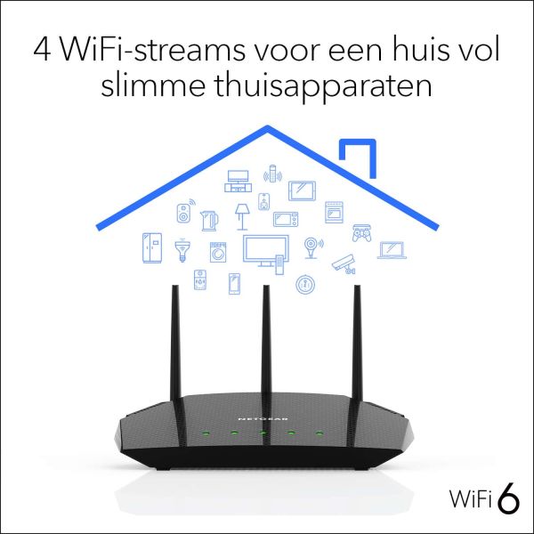 NETGEAR Nighthawk 4-Stream AX1800 WiFi 6 Router (RAX10) (RAX10-100EUS) NETGEAR Nighthawk 4-Stream AX1800 WiFi 6 Router (RAX10) (RAX10-100EUS)