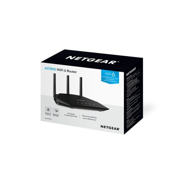 NETGEAR Nighthawk 4-Stream AX1800 WiFi 6 Router (RAX10) (RAX10-100EUS) NETGEAR Nighthawk 4-Stream AX1800 WiFi 6 Router (RAX10) (RAX10-100EUS)