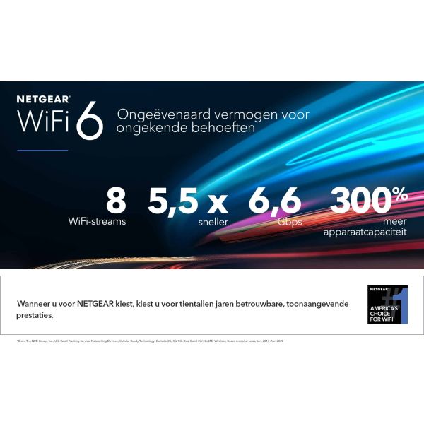 NETGEAR Nighthawk Tri-Band AX8 8-Stream AX6600 WiFi 6 Router (RAX70) (RAX70-100EUS)