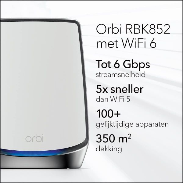 NETGEAR Orbi RBK852 AX6000 WiFi 6 Mesh System (RBK852-100EUS)