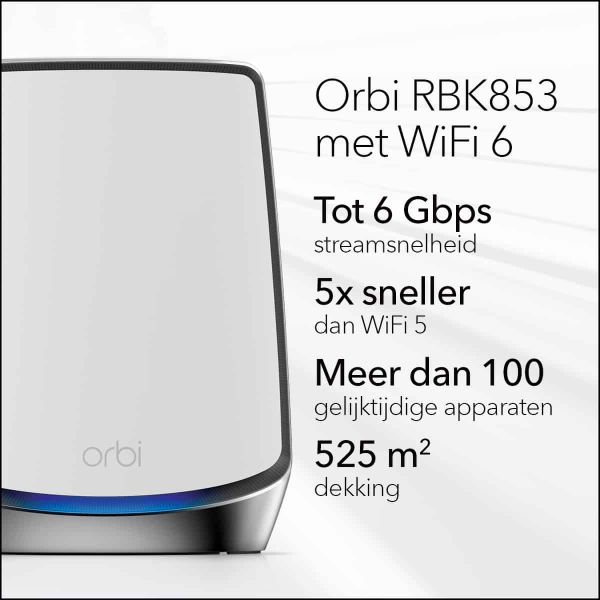 NETGEAR Orbi RBK853 AX6000 WiFi 6 Mesh System (RBK853-100EUS)