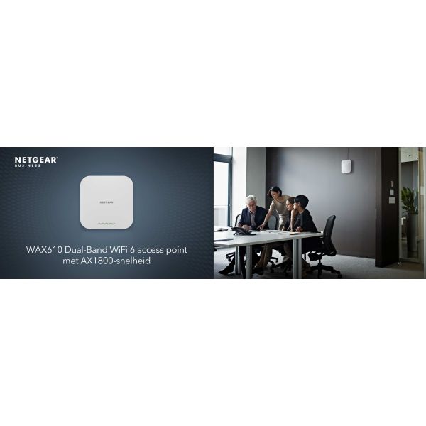 NETGEAR Insight Cloud Managed WiFi 6 AX1800 Dual Band Access Point (WAX610) (WAX610-100EUS)