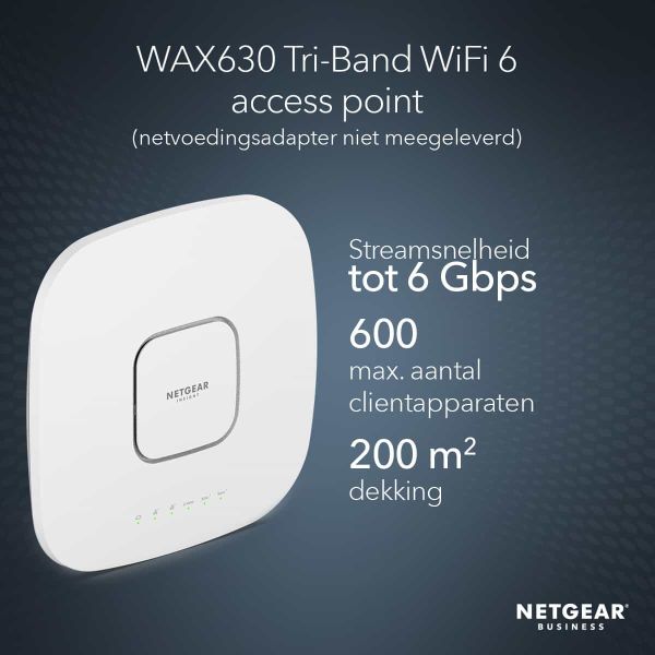 NETGEAR Insight Cloud Managed WiFi 6 AX6000 Tri-band Multi-Gig Access Point (WAX630) (WAX630-100EUS)