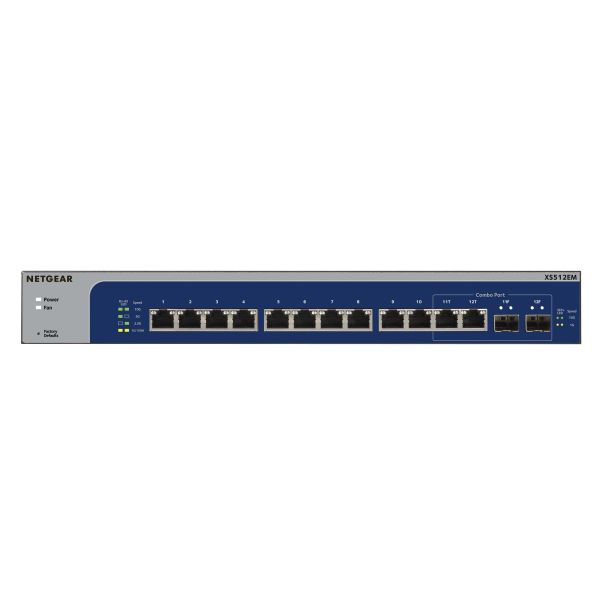 NETGEAR XS512EM Managed L2 10G Ethernet (100/1000/10000) 1U Blauw, Grijs (XS512EM-100EUS)
