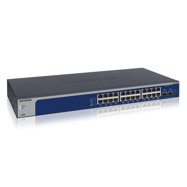NETGEAR XS724EM Managed L2 10G Ethernet (100/1000/10000) 1U Blauw, Grijs (XS724EM-100EUS)