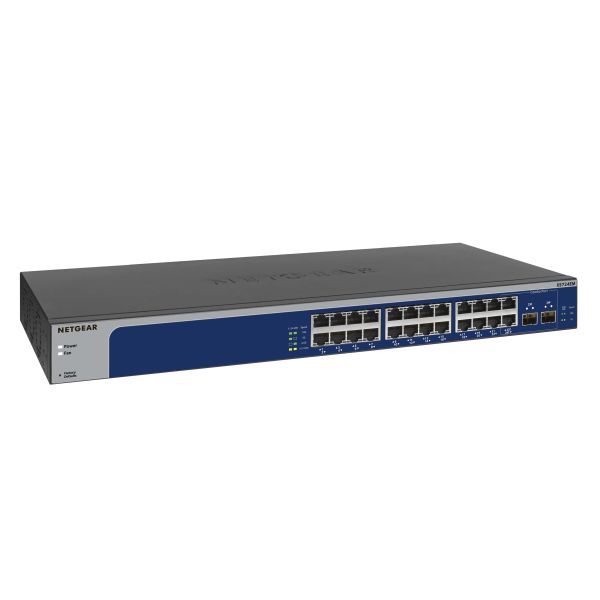 NETGEAR XS724EM Managed L2 10G Ethernet (100/1000/10000) 1U Blauw, Grijs (XS724EM-100EUS)