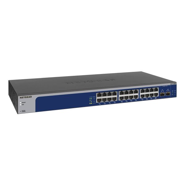 NETGEAR XS724EM Managed L2 10G Ethernet (100/1000/10000) 1U Blauw, Grijs (XS724EM-100EUS)