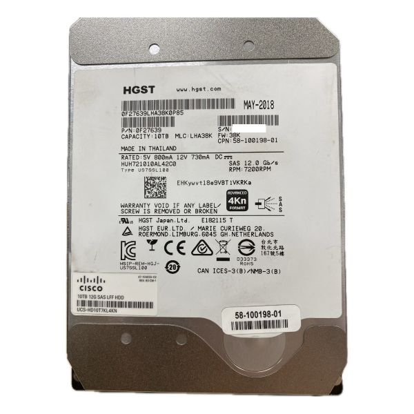 Cisco 10TB 12G SAS 7.2K LFF HDD Refurbished (UCS-HD10T7KL4K-RFB)