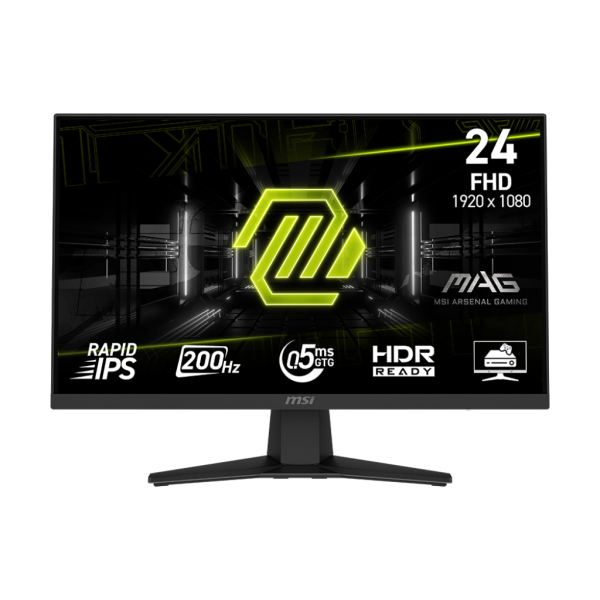 MSI MAG 244F Gaming-Monitor 60.5 cm (23.8), schwarz, FullHD, Rapid-IPS, HDMI, DP, Free-Sync-Premium, Adaptive-Sync, 200Hz Panel  (9S6-3BC41H-013)