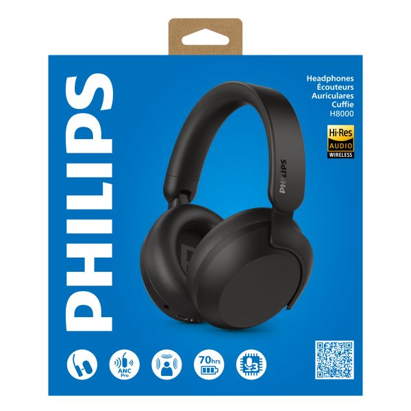 Philips TAH8000E Headset Bedraad en draadloos Hoofdband Oproepen/muziek USB Type-C Bluetooth Zwart (TAH8000EBK/00) Philips TAH8000E Headset Bedraad en draadloos Hoofdband Oproepen/muziek USB Type-C Bluetooth Zwart (TAH8000EBK/00)