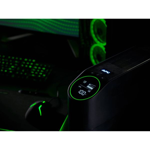 APC Back-UPS Pro for Gaming, 2200VA/1320W, Tower, 230V, 2x UK and 2x IEC C13 outlets, RGB Lights, Pure Sine Wave, Midnight (Black) (BGM2200B-UK) APC Back-UPS Pro for Gaming, 2200VA/1320W, Tower, 230V, 2x UK and 2x IEC C13 outlets, RGB Lights, Pure Sine Wave, Midnight (Black) (BGM2200B-UK)