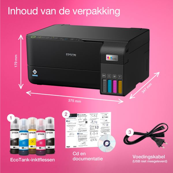 Epson EcoTank ET-2830 A4 multifunctionele Wi-Fi-printer met inkttank, inclusief tot 3 jaar inkt (C11CK59402) Epson EcoTank ET-2830 A4 multifunctionele Wi-Fi-printer met inkttank, inclusief tot 3 jaar inkt (C11CK59402)