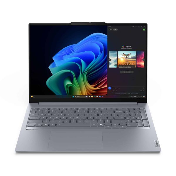 Lenovo ThinkBook 16 G7 QOY Copilot+ PC Qualcomm Snapdragon X1P-42-100 Laptop 40,6 cm (16") WUXGA 16 GB LPDDR5x-SDRAM 512 GB SSD Wi-Fi 7 (802.11be) Windows 11 Pro Engels Grijs (21NH000BMH)