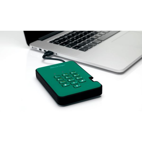 iStorage diskAshur 2 externe harde schijf 1 TB 5400 RPM USB Type-A 3.2 Gen 1 (3.1 Gen 1) Groen (IS-DA2-256-1000-GN)