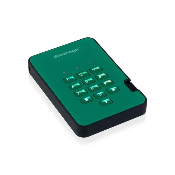 iStorage diskAshur 2 externe harde schijf 2 TB 5400 RPM USB Type-A 3.2 Gen 1 (3.1 Gen 1) Groen (IS-DA2-256-2000-GN)