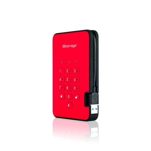 iStorage diskAshur 2 externe harde schijf 4 TB 5400 RPM USB Type-A 3.2 Gen 1 (3.1 Gen 1) Rood (IS-DA2-256-4000-R)