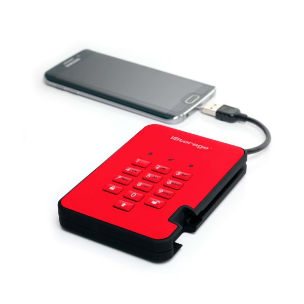 iStorage diskAshur 2 externe harde schijf 4 TB 5400 RPM USB Type-A 3.2 Gen 1 (3.1 Gen 1) Rood (IS-DA2-256-4000-R)