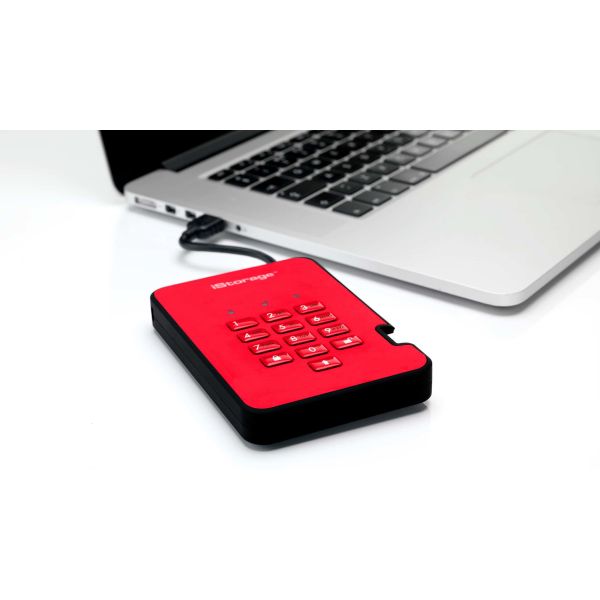 iStorage diskAshur 2 externe harde schijf 500 GB 5400 RPM USB Type-A 3.2 Gen 1 (3.1 Gen 1) Rood (IS-DA2-256-500-R)