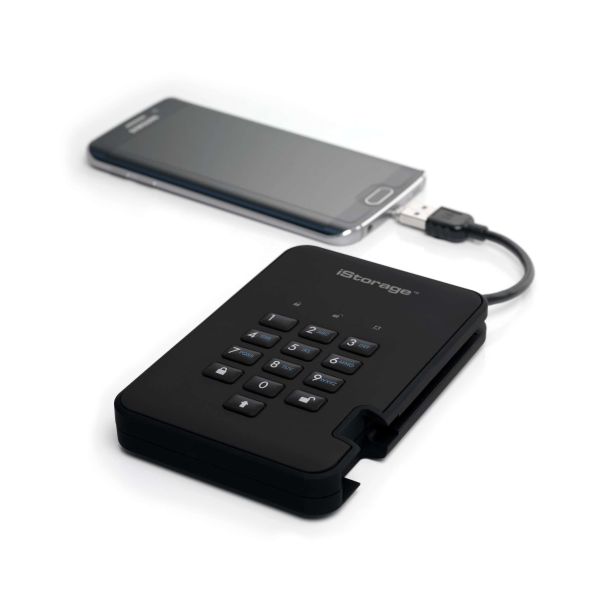 iStorage diskAshur 2 externe harde schijf 5 TB 5400 RPM USB Type-A 3.2 Gen 1 (3.1 Gen 1) Zwart (IS-DA2-256-5000-B)