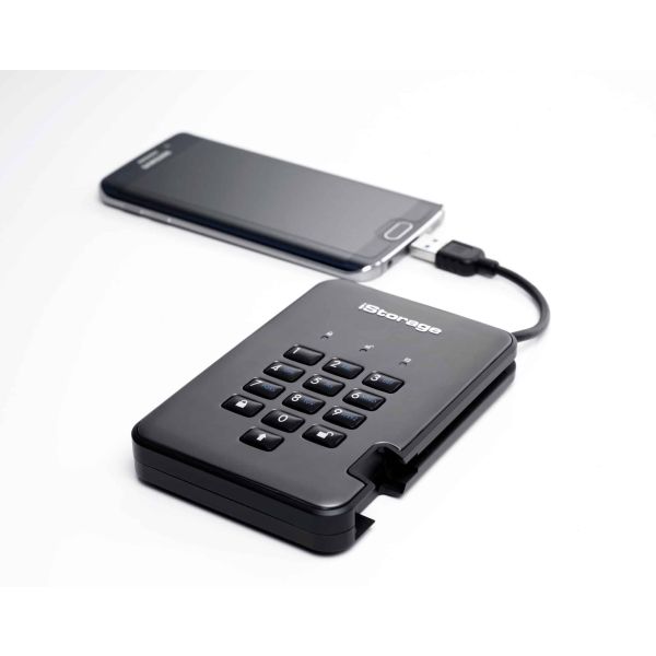 iStorage diskAshur PRO2 externe harde schijf 3 TB 5400 RPM 2.5" USB Type-A 3.2 Gen 1 (3.1 Gen 1) Zwart (IS-DAP2-256-3000-C-G)