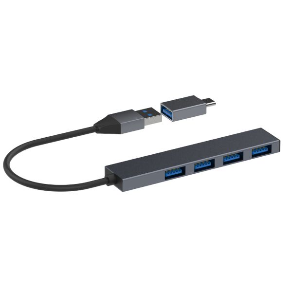 Origin Storage OS-HUB-USB3 laptop dock & poortreplicator Bedraad USB 3.2 Gen 1 (3.1 Gen 1) Type-A + Type-C Grijs (OS-HUB-USB3)